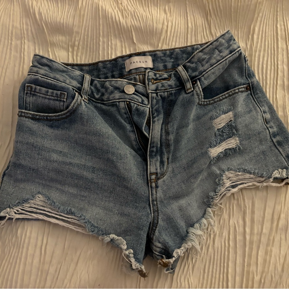 Pacsun High Rise Festival Ripped Jean Shorts